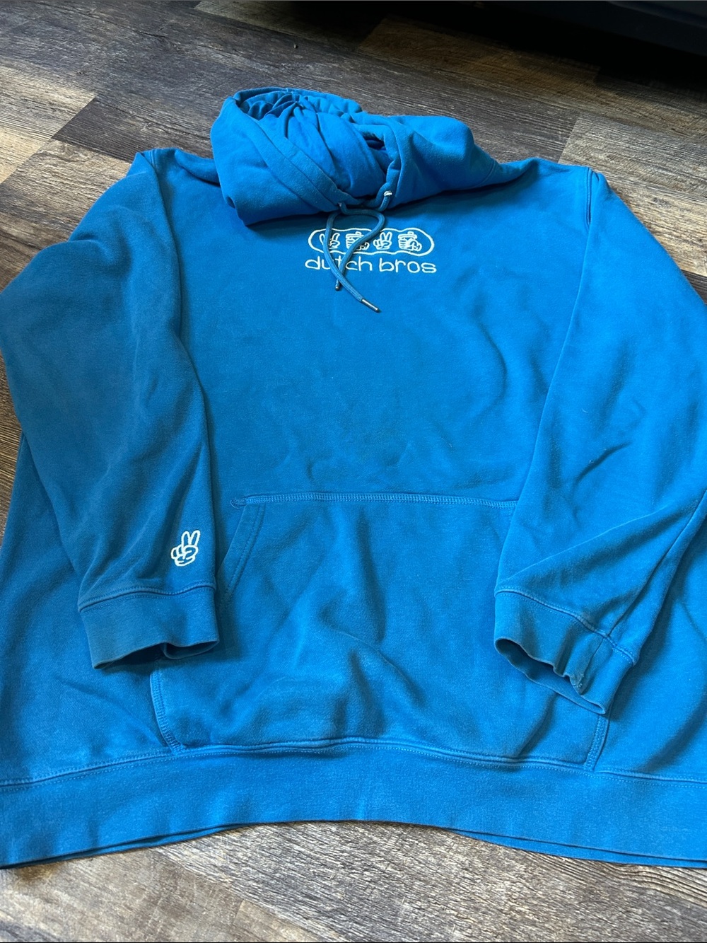 Dutch Bros Turquoise Blue Crewneck Hoodie Size Large